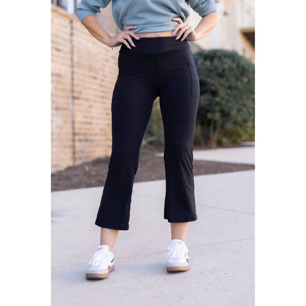 NEW JULIA ROSE delilah kick flare leggings with pockets in black